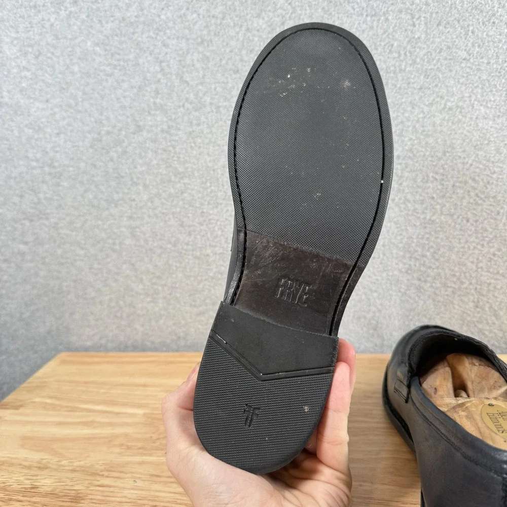Frye loafers mens 8 navy blue penny slip on leather shoes